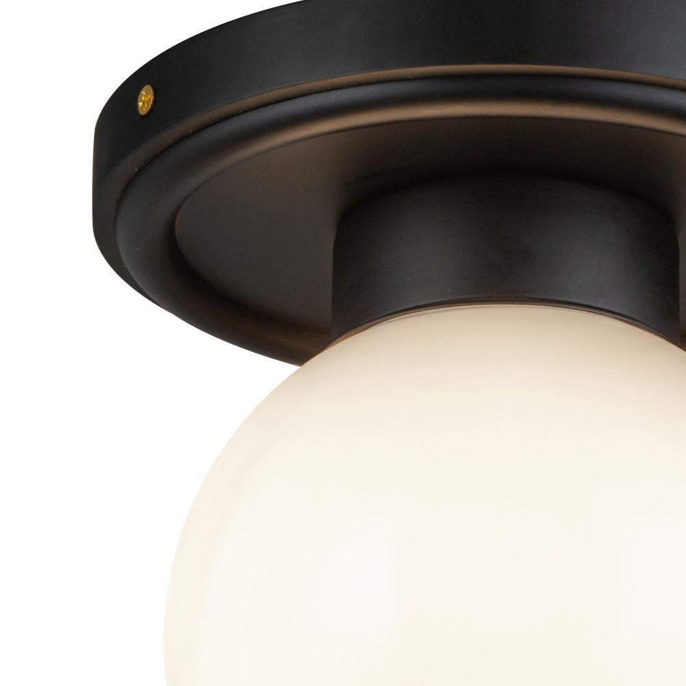Alora Lighting Fiore 6-in Matte Black/Glossy Opal Glass 1 Light Semi-Flush