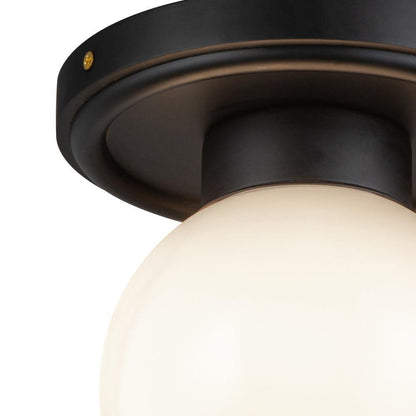 Alora Lighting Fiore 6-in Matte Black/Glossy Opal Glass 1 Light Semi-Flush