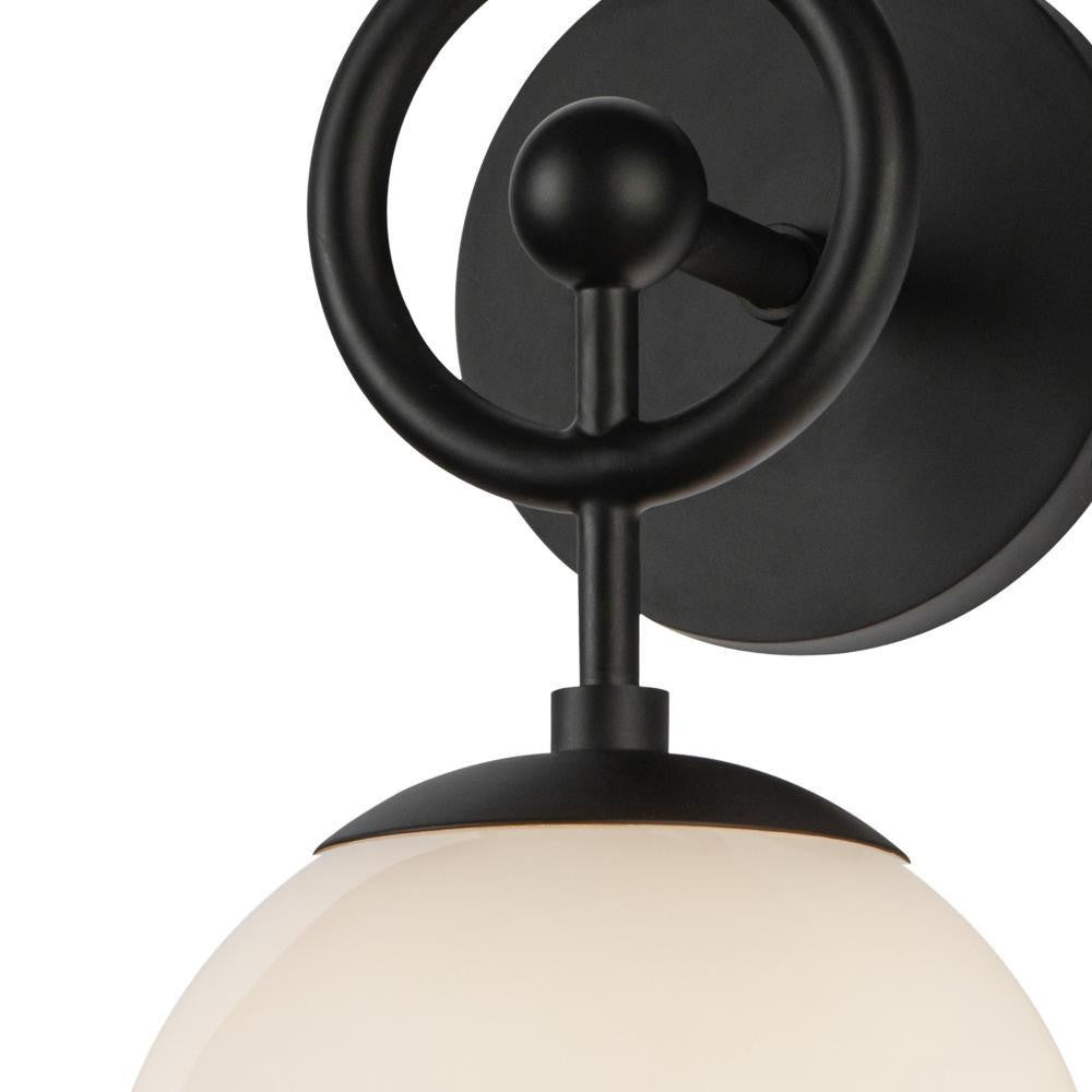 Alora Lighting Fiore 6-in Matte Black/Glossy Opal Glass 1 Light Wall Vanity