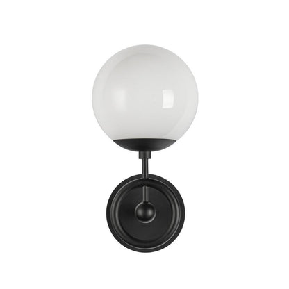 Alora Lighting Fiore 6-in Matte Black/Glossy Opal Glass 1 Light Wall Vanity