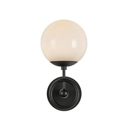 Alora Lighting Fiore 6-in Matte Black/Glossy Opal Glass 1 Light Wall Vanity