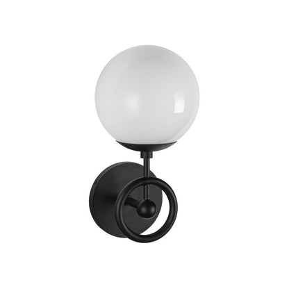 Alora Lighting Fiore 6-in Matte Black/Glossy Opal Glass 1 Light Wall Vanity