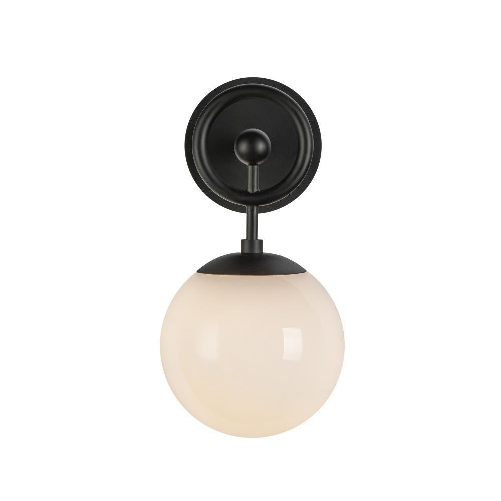 Alora Lighting Fiore 6-in Matte Black/Glossy Opal Glass 1 Light Wall Vanity