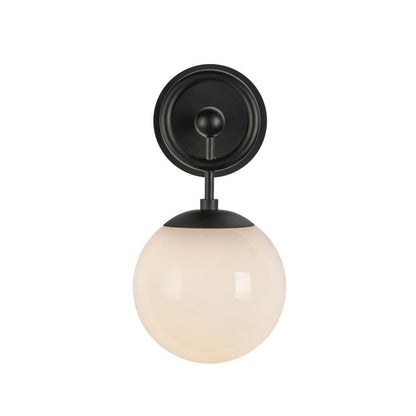 Alora Lighting Fiore 6-in Matte Black/Glossy Opal Glass 1 Light Wall Vanity