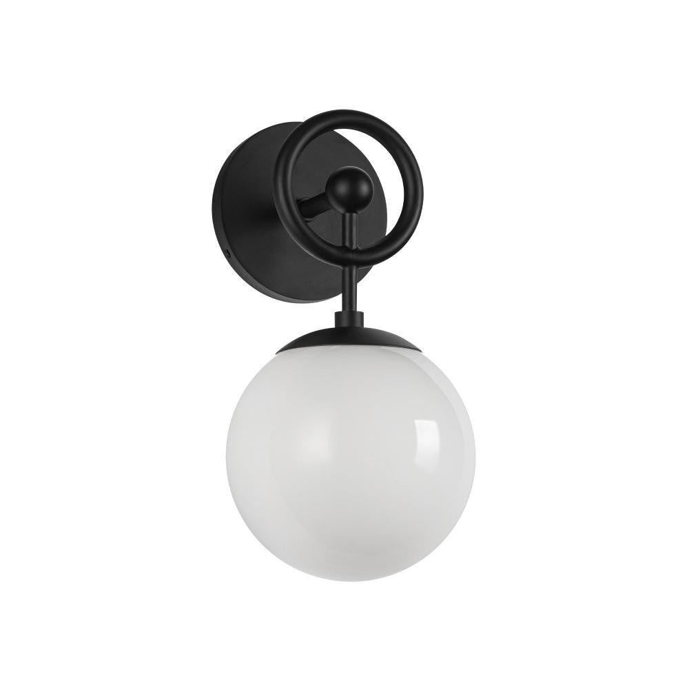 Alora Lighting Fiore 6-in Matte Black/Glossy Opal Glass 1 Light Wall Vanity