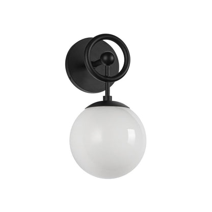 Alora Lighting Fiore 6-in Matte Black/Glossy Opal Glass 1 Light Wall Vanity