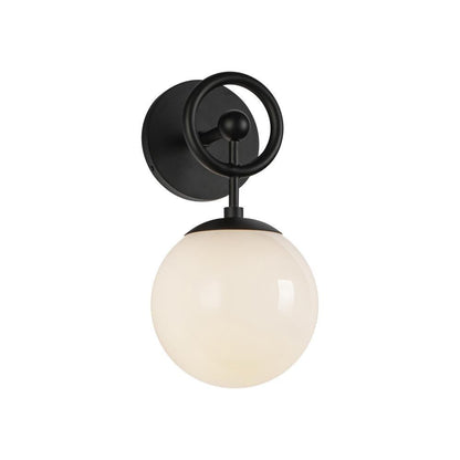 Alora Lighting Fiore 6-in Matte Black/Glossy Opal Glass 1 Light Wall Vanity