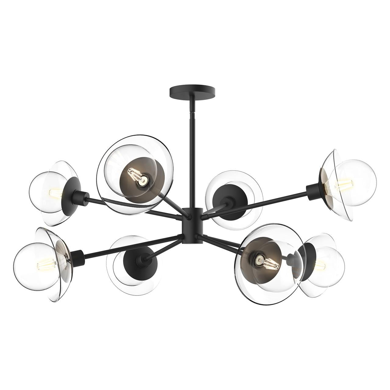 Alora Lighting Francesca Chandelier, 8-Light, Matte Black, Clear Glass, 40"D