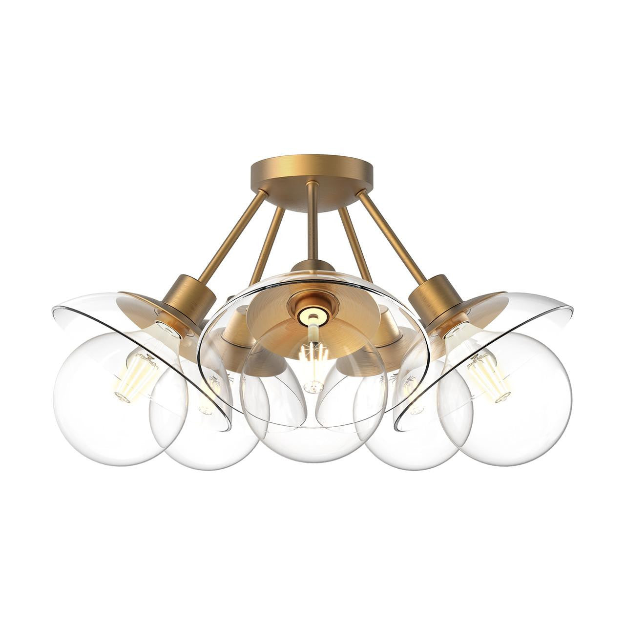 Alora Lighting Francesca 5 Light Semi Flush Mount Aged Gold