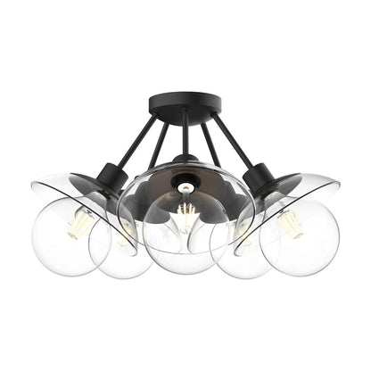 Alora Lighting Francesca Semi-Flush Mount, 5-Light, Matte Black, Clear Glass, 19.75"D