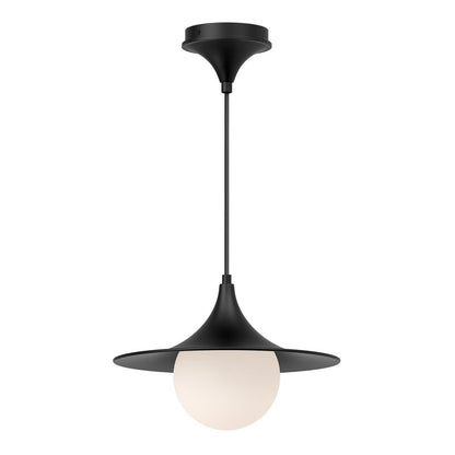 Alora Lighting Fuji Pendant, 1-Light, Matte Black, Opal Matte Glass, 12.5"D