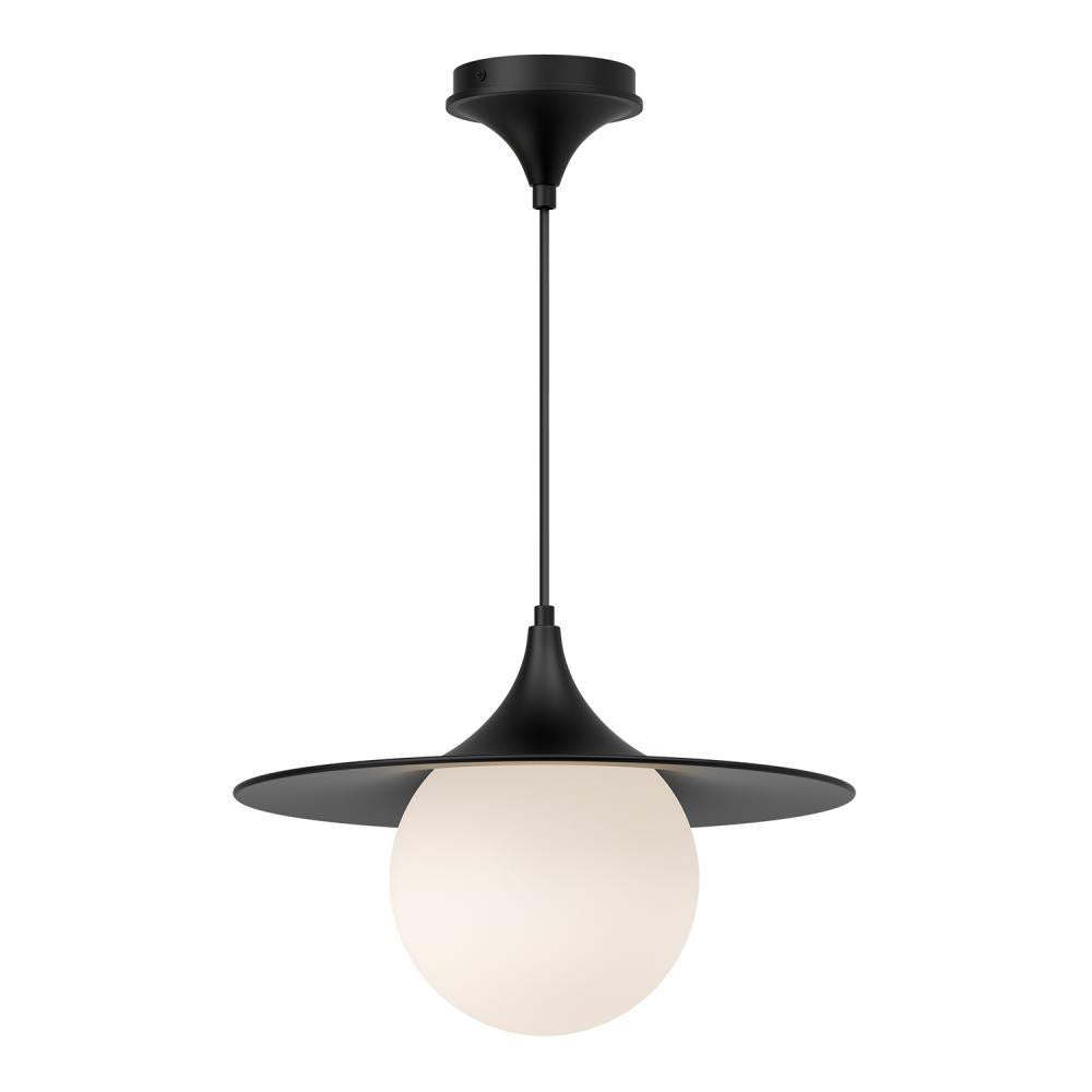 Alora Lighting Fuji Pendant, 1-Light, Matte Black, Opal Matte Glass, 15.75"D
