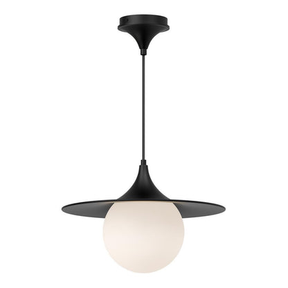 Alora Lighting Fuji Pendant, 1-Light, Matte Black, Opal Matte Glass, 15.75"D