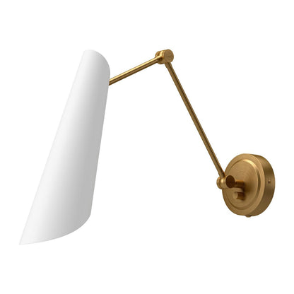 Alora Lighting Gabriel Bathroom Wall Sconce, 1-Light, White, Aged Gold, 25"E