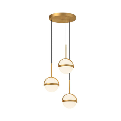 Alora Lighting Globo Pendant, 3-Light, LED, Brushed Gold, 16.25"D