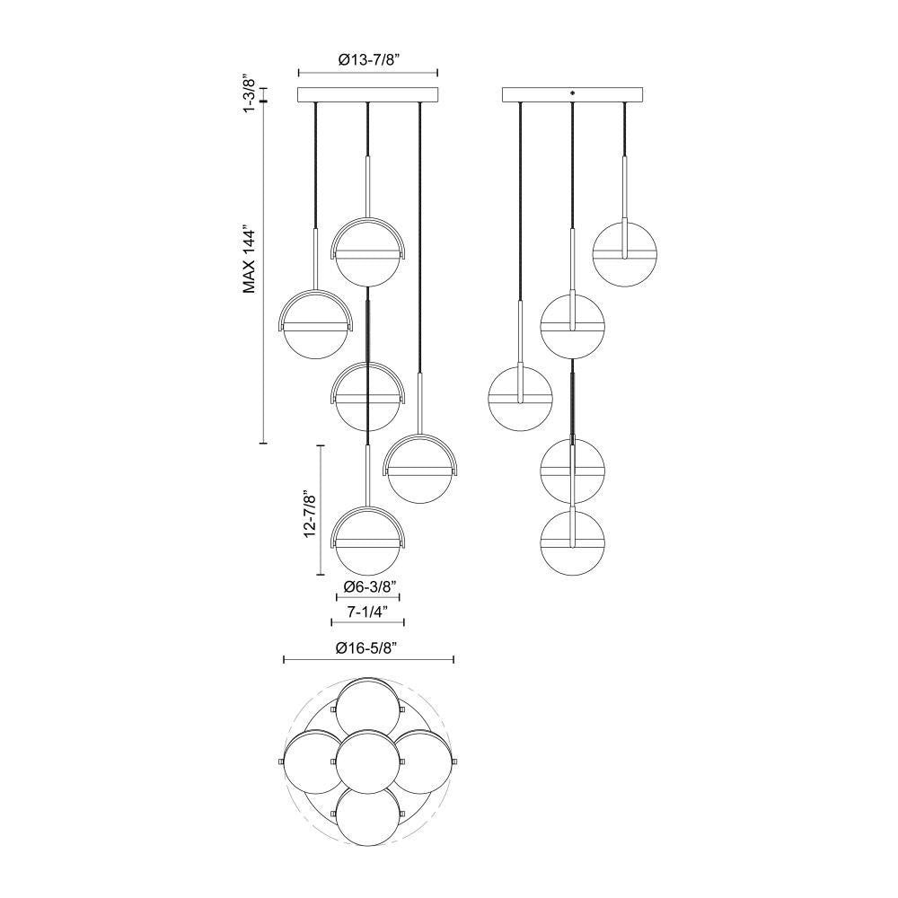 Alora Lighting Globo Pendant, 5-Light, LED, Brushed Gold, 16.63"D (MP301005BG 706WNE2)