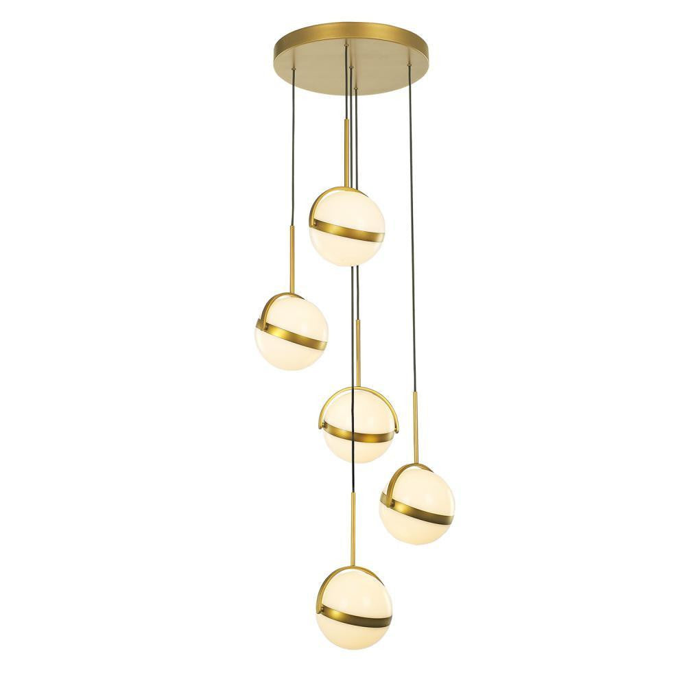 Alora Lighting Globo Pendant, 5-Light, LED, Brushed Gold, 16.63"D (MP301005BG 706WNE2)