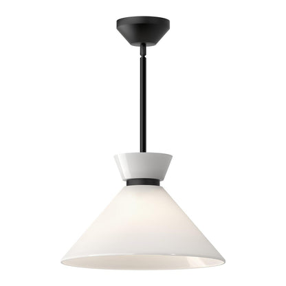 Alora Lighting Halston Pendant, 1-Light, Matte Black, Glossy Opal Glass, 14.13"D