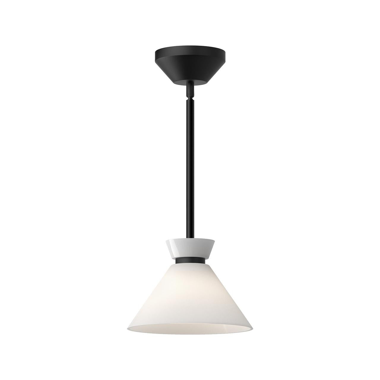 Alora Lighting Halston Pendant, 1-Light, Matte Black, Glossy Opal Glass, 8"D