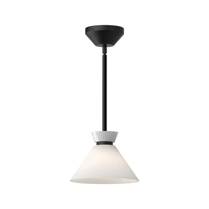 Alora Lighting Halston Pendant, 1-Light, Matte Black, Glossy Opal Glass, 8"D