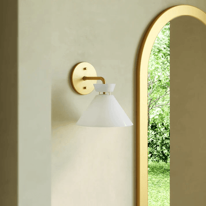 Alora Lighting Halston Wall Sconce, 1-Light, Brushed Gold, Glossy Opal Glass, 8.75"H