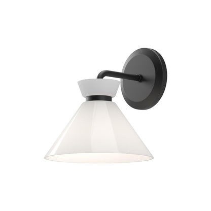 Alora Lighting Halston Wall Sconce, 1-Light, Matte Black, Glossy Opal Glass, 8.75"H