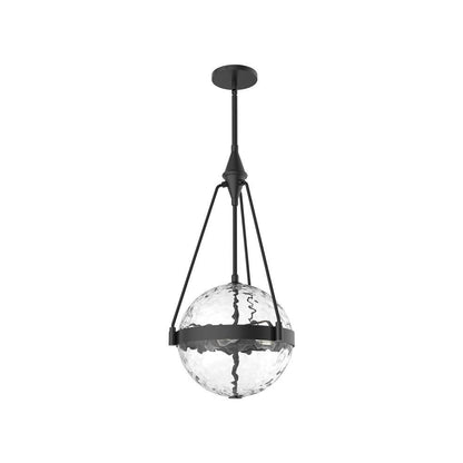Alora Lighting Harmony Pendant, 3-Light, Matte Black, Clear Water Glass, 27"H
