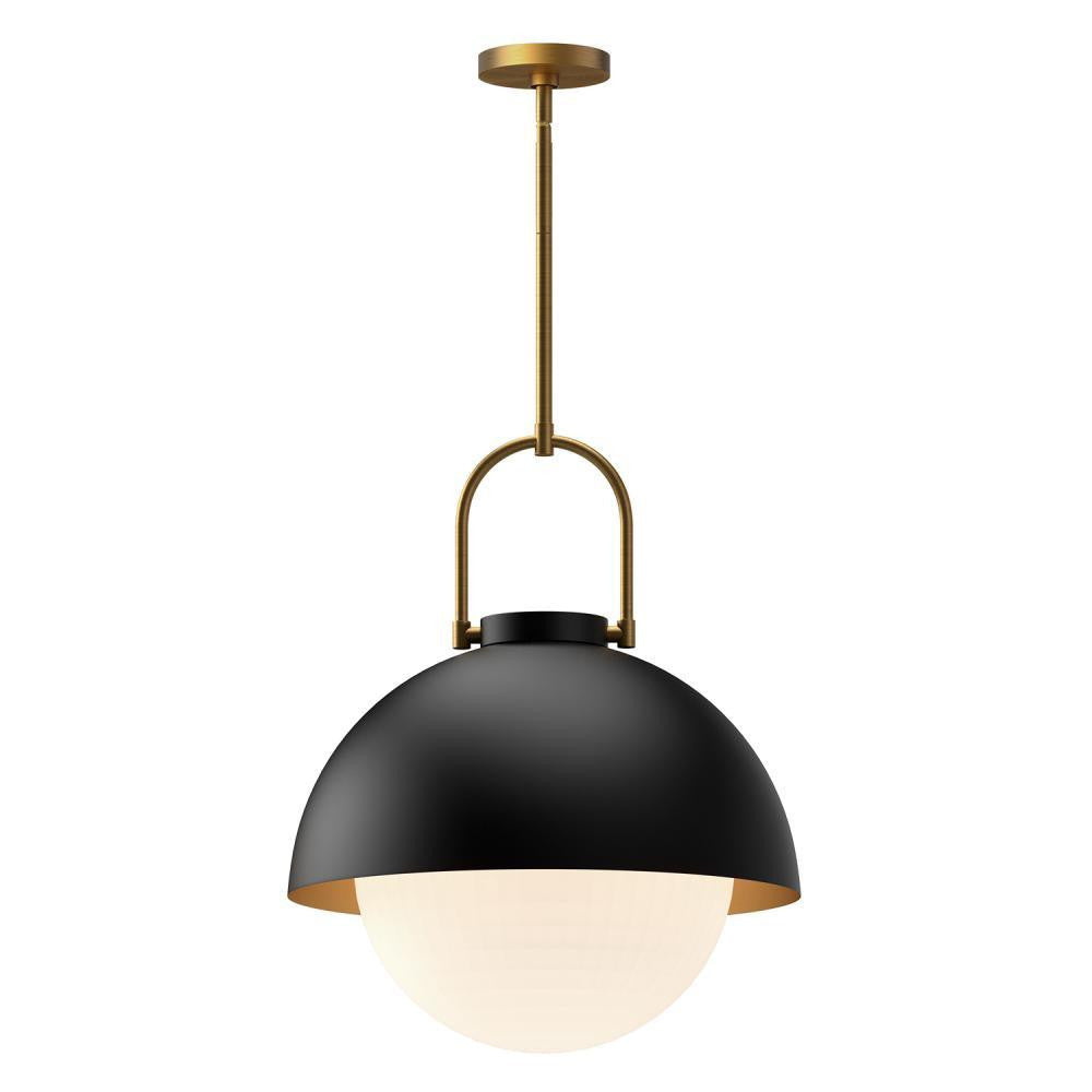Alora Lighting Harper Pendant Steel Shade, Opal Matte Glass