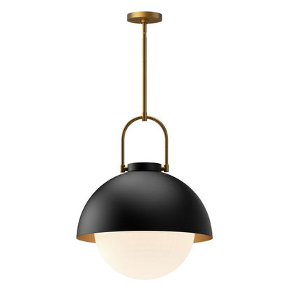 Alora Lighting Harper Pendant Steel Shade, Opal Matte Glass