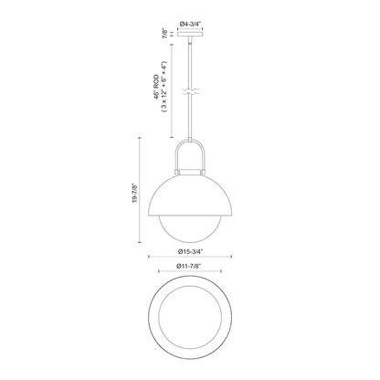 Alora Lighting Harper Pendant, 1-Light, Matte Black, Opal Matte Glass, 19.88"H