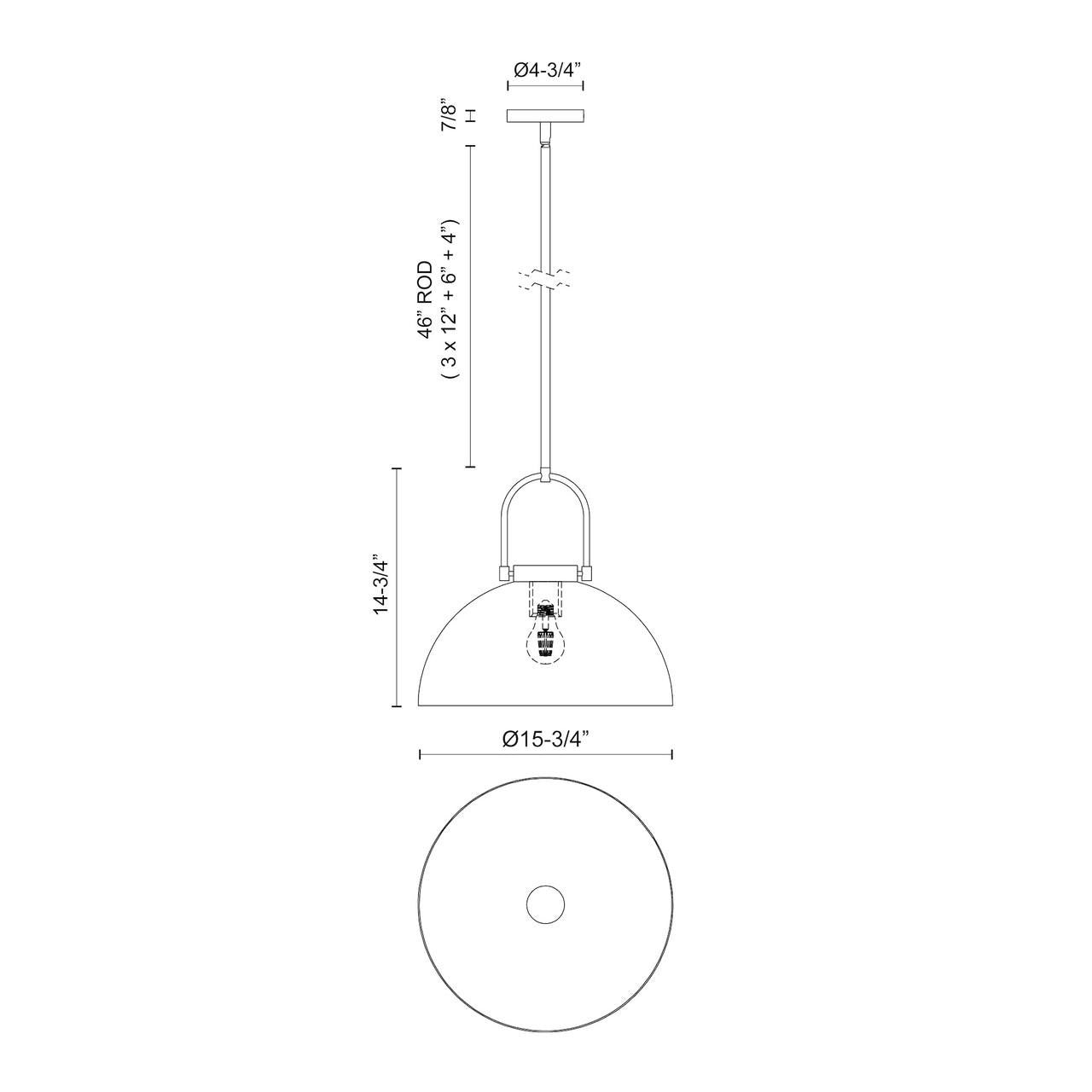 Alora Lighting Harper Pendant, 1-Light, Steel Shade, 15.75"D