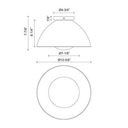 Alora Lighting Haven Flush Mount, 1-Light, Matte Black, Opal Matte Glass, 12.63"D