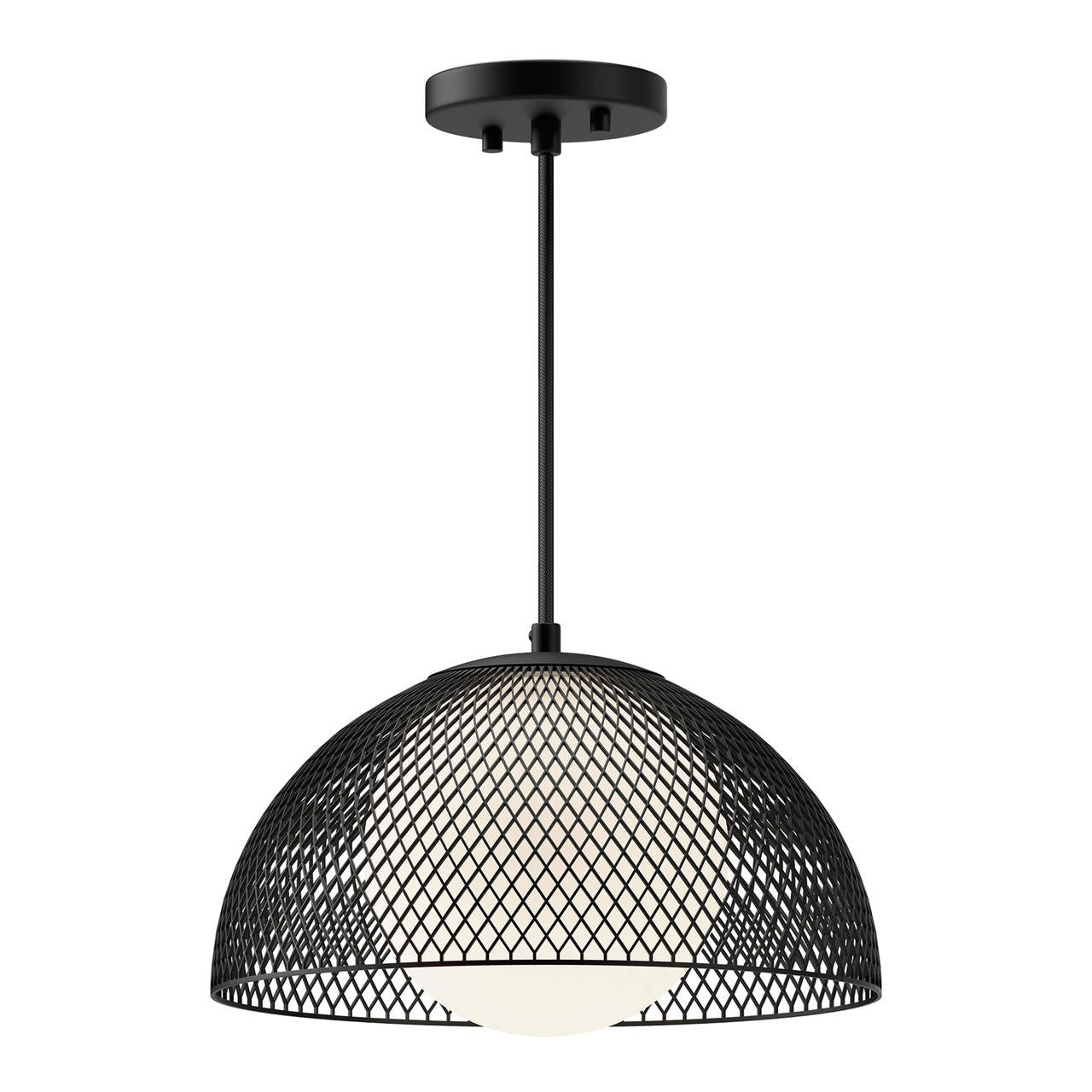 Alora Lighting Haven Pendant, 1-Light, Matte Black, Opal Matte Glass, 12.63"D