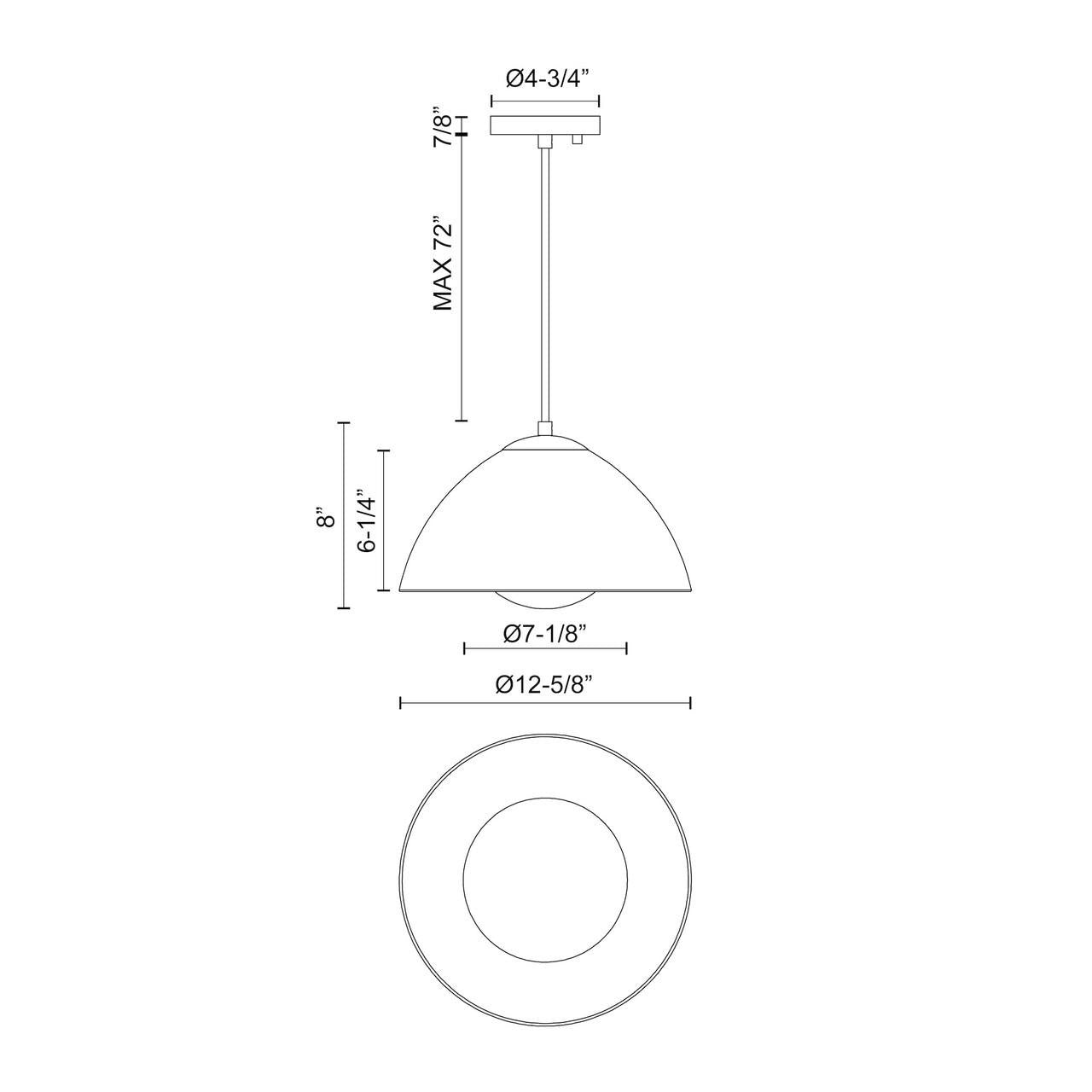 Alora Lighting Haven Pendant, 1-Light, Matte Black, Opal Matte Glass, 12.63"D