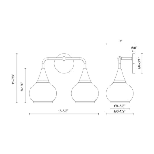 Alora Lighting Hazel 2 Light Vanity Light Chrome, Clear Glass
