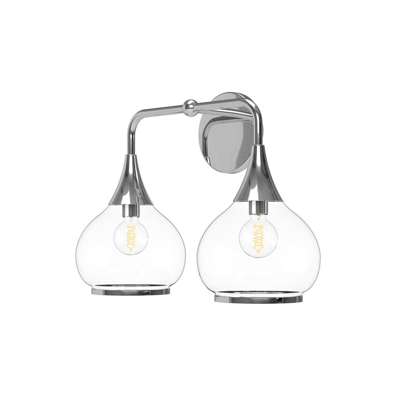 Alora Lighting Hazel Bathroom Vanity Light, 2-Light, Chrome, Clear Glass, 16.63"W