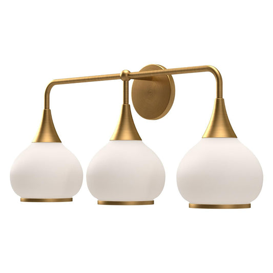 Alora Lighting Hazel 3 Light Vanity Light Aged Gold, Opal Matte Glass