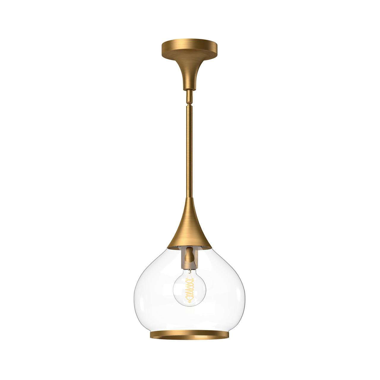 Alora Lighting Hazel 10-in 1 Light Pendant Aged Gold, Clear Glass