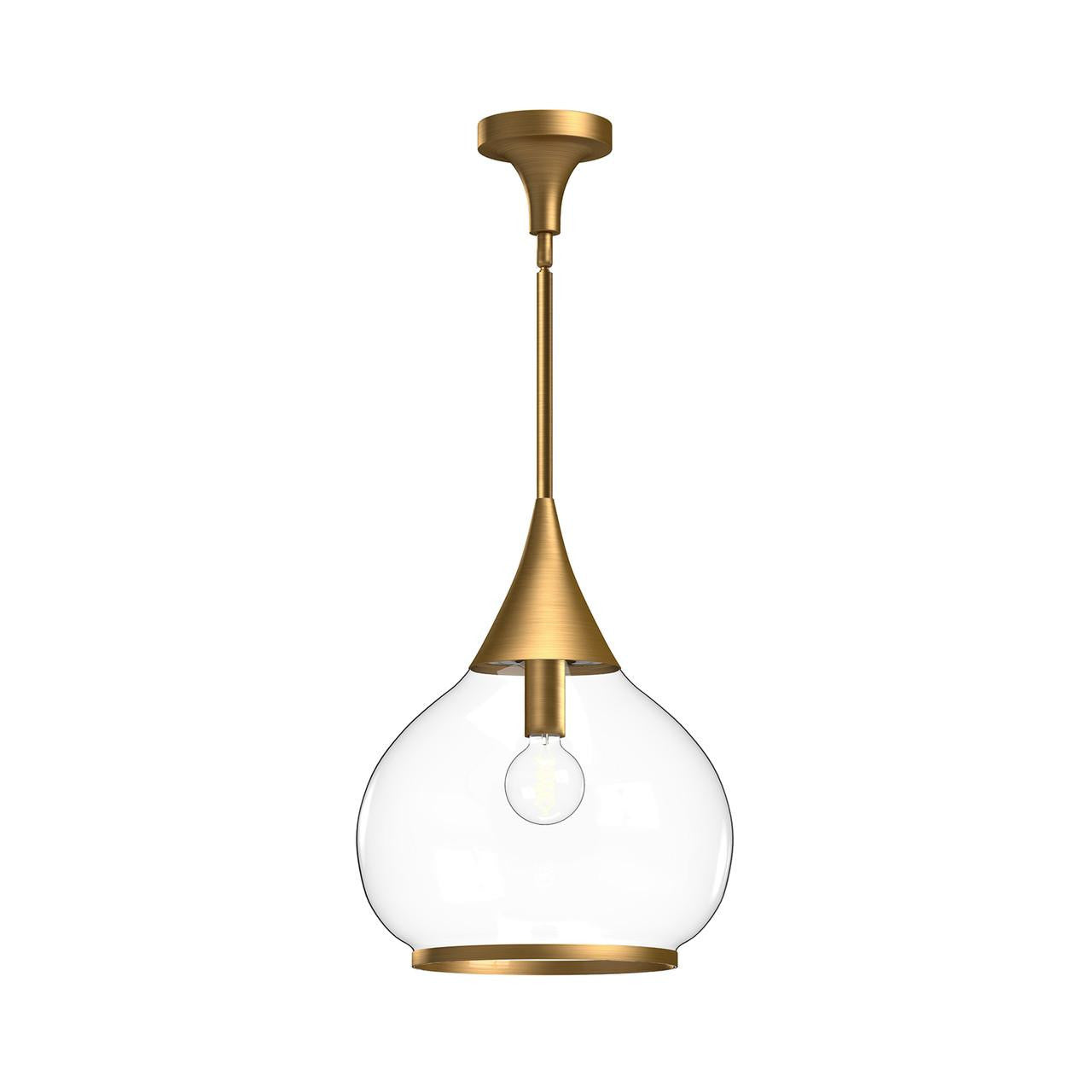 Alora Lighting Hazel 14-in 1 Light Pendant Aged Gold, Clear Glass