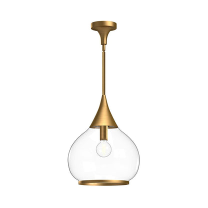 Alora Lighting Hazel 14-in 1 Light Pendant Aged Gold, Clear Glass