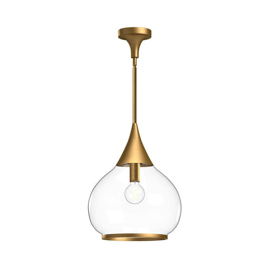 Alora Lighting Hazel 14-in 1 Light Pendant Aged Gold, Clear Glass