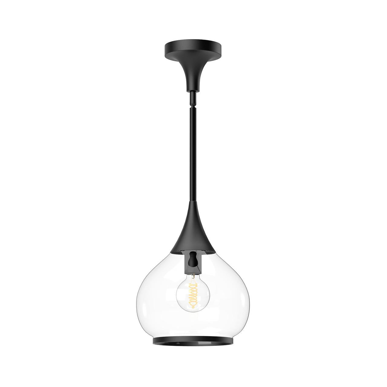 Alora Lighting Hazel Pendant, 1-Light, Matte Black, Clear Glass, 12.75"H