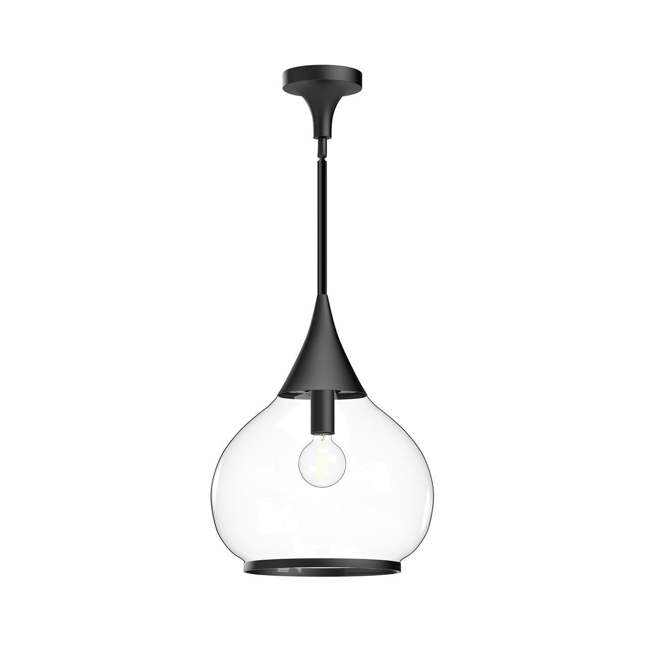 Alora Lighting Hazel Pendant, 1-Light, Matte Black, Clear Glass, 17.75"H