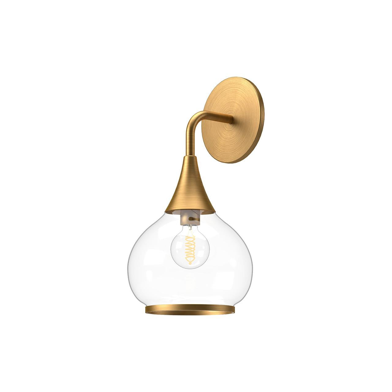 Alora Lighting Hazel Wall/Vanity Light Aged Gold, Clear Glass