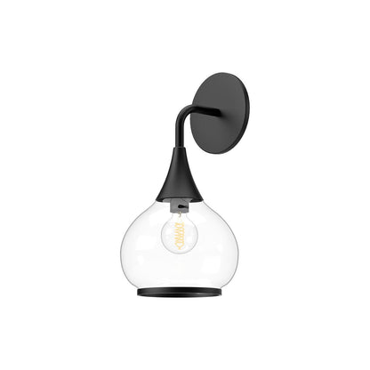 Alora Lighting Hazel Wall Sconce, 1-Light, Matte Black, Clear Glass, 13"H