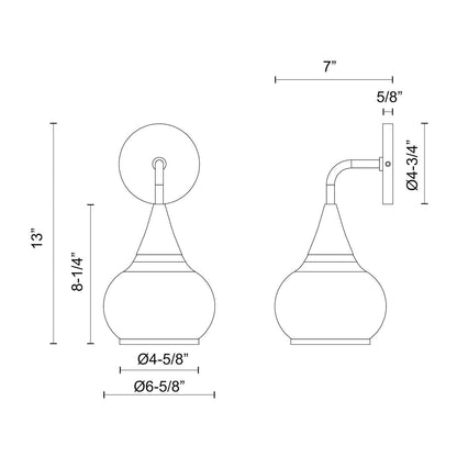 Alora Lighting Hazel Wall Sconce, 1-Light, Matte Black, Opal Matte Glass, 13"H