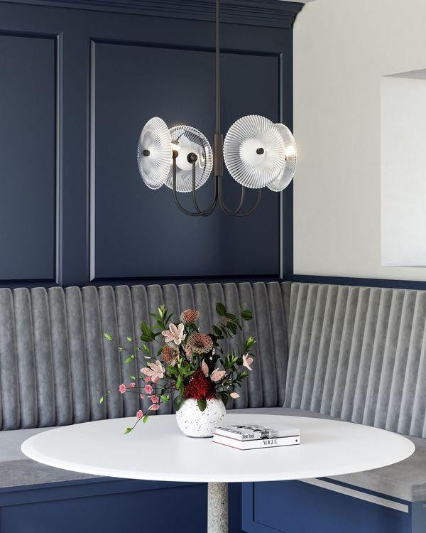 Alora Lighting Hera Pendant, 1-Light, LED, Matte Black, Clear Ribbed Glass, 21"D