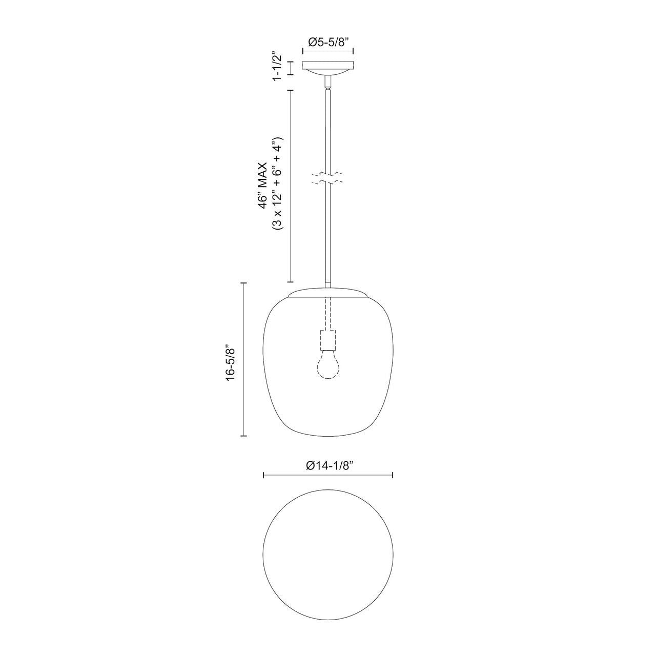 Alora Lighting Holden Pendant, 1-Light, Brushed Nickel, Opal Matte Glass, 16.63"H