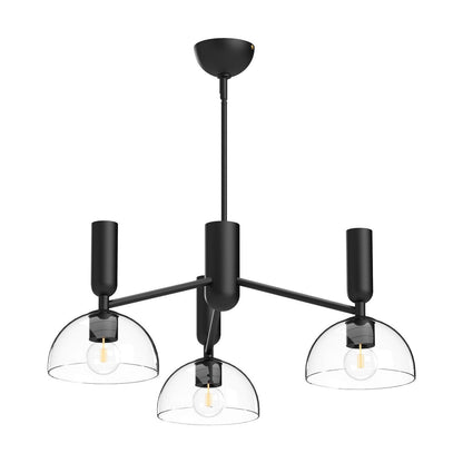 Alora Lighting Jude Chandelier, 3-Light, Matte Black, Clear Glass, 38.13"D