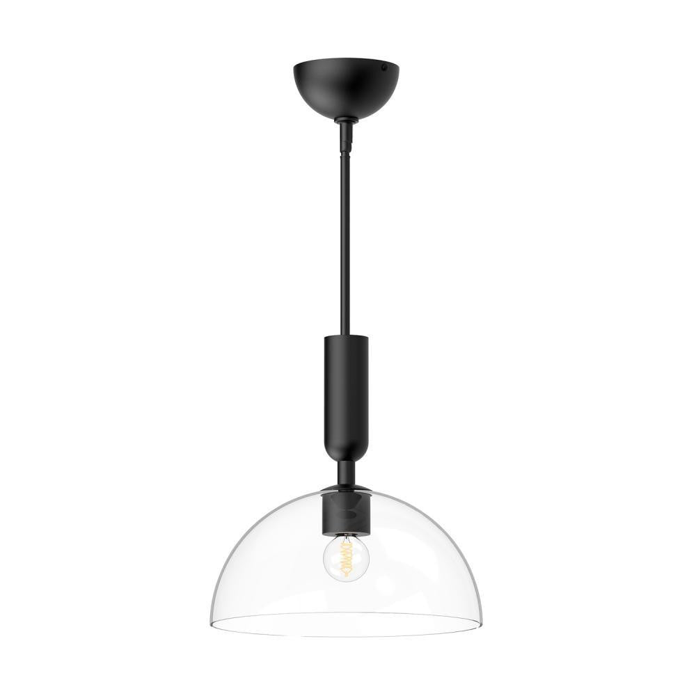 Alora Lighting Jude Pendant, 1-Light, Matte Black, Clear Glass, 12.75"H